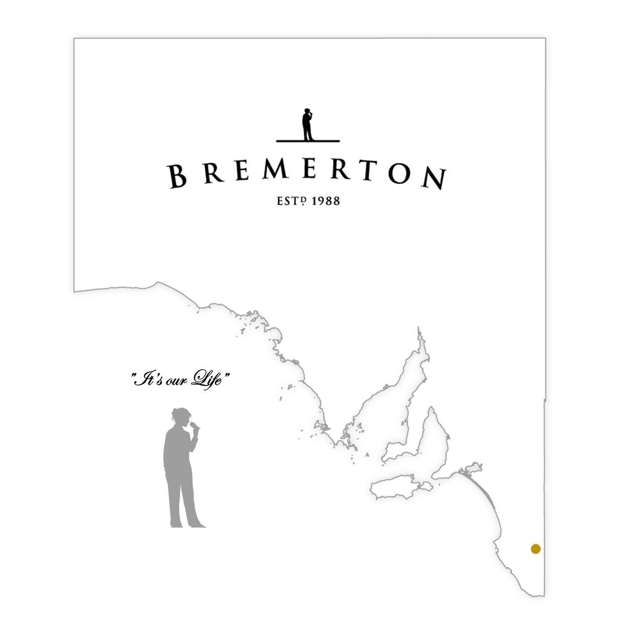 A map of bremerton with a man standing on top of it