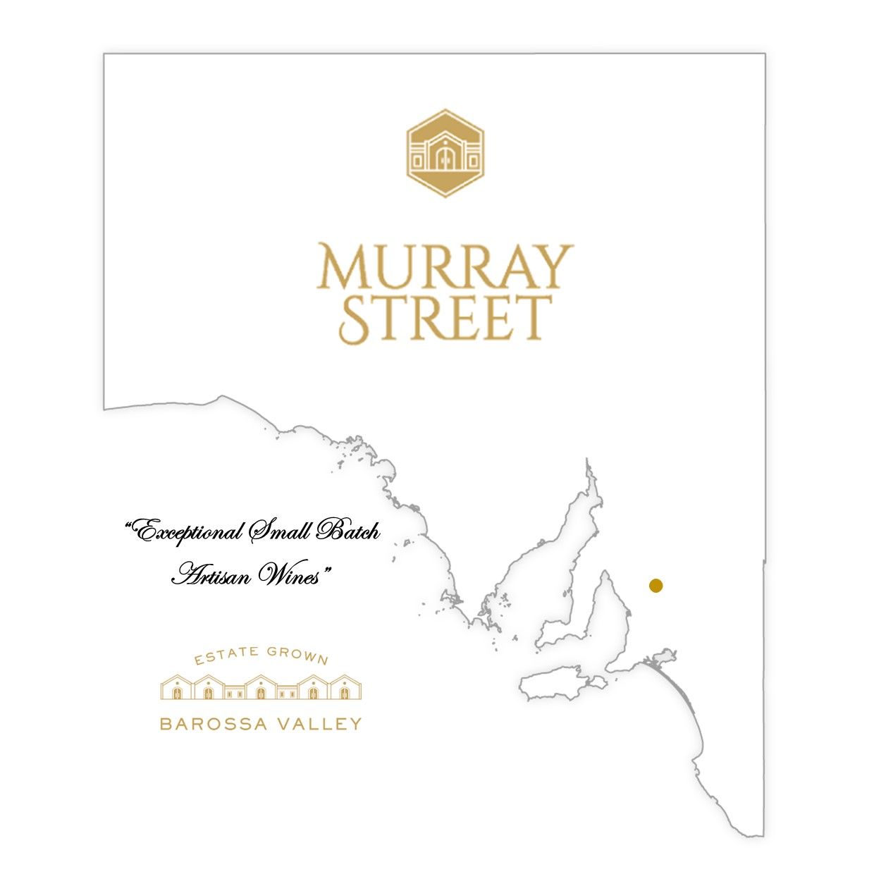 The murray street wine label has a map of australia on it.