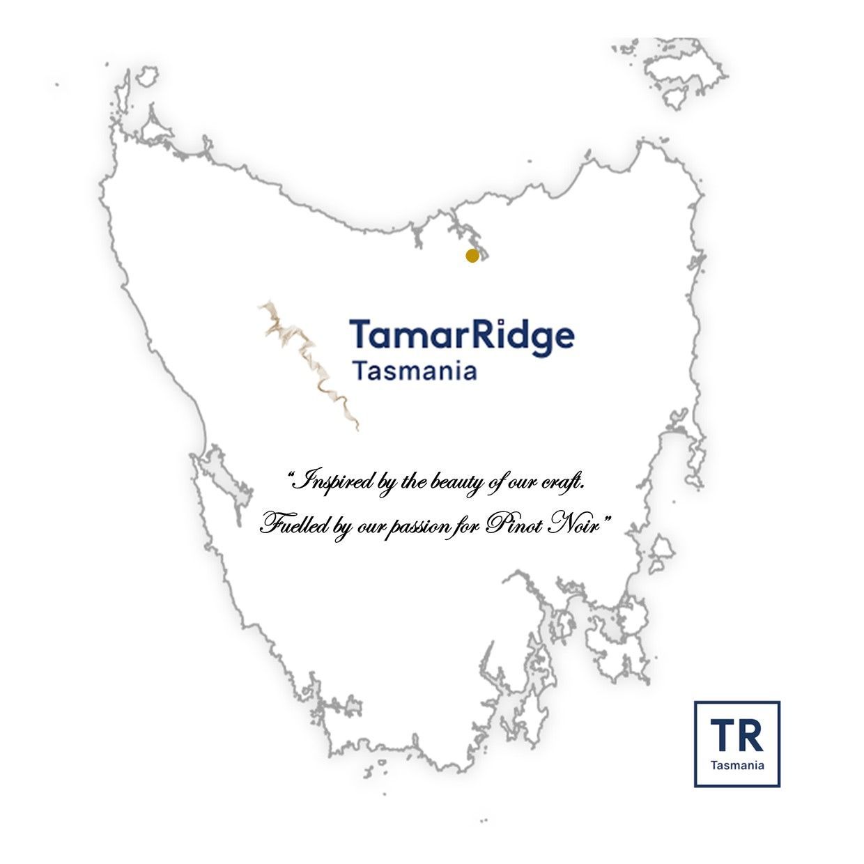 A map of tasmania with the name tamar ridge on it