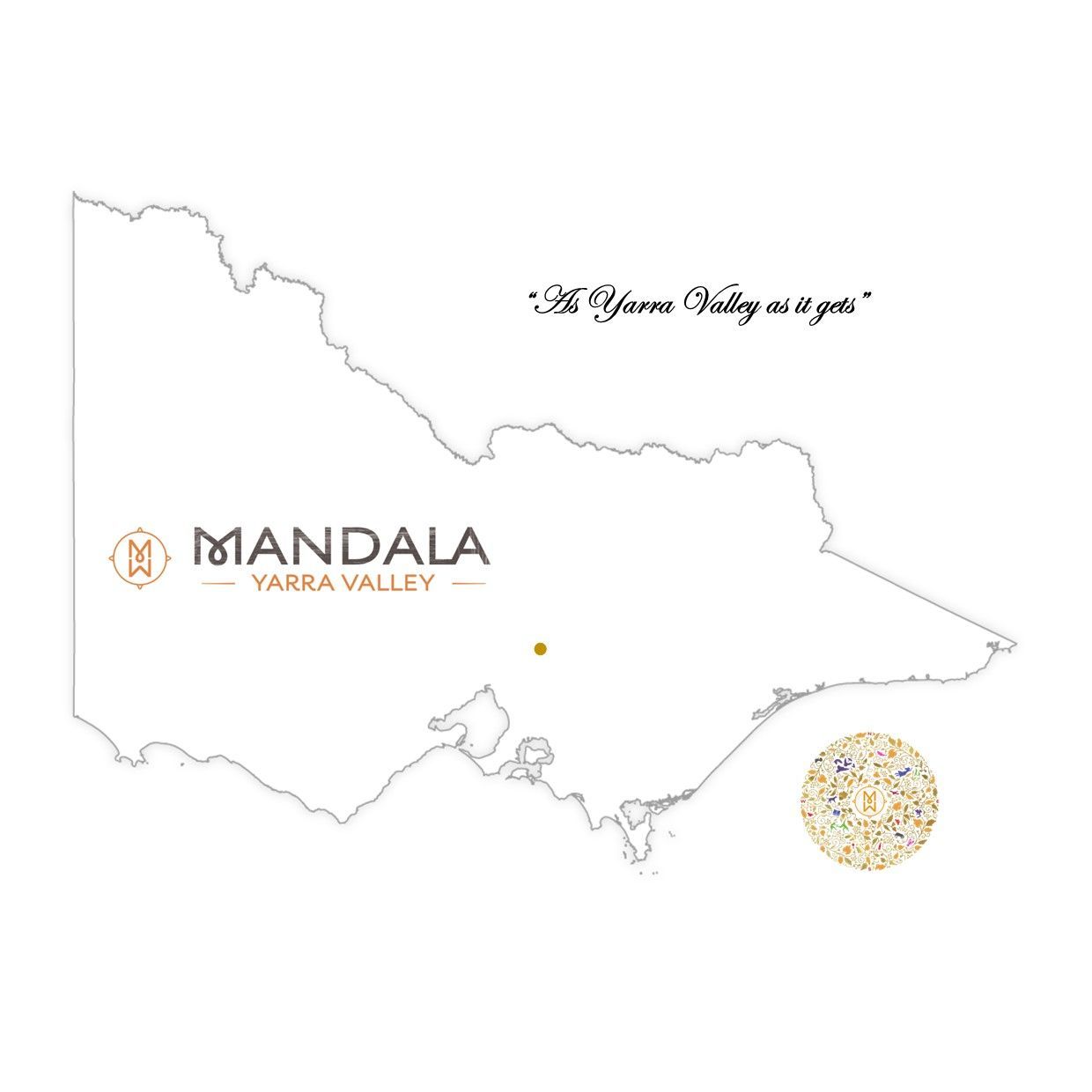 A map of a country with a mandala logo on it.