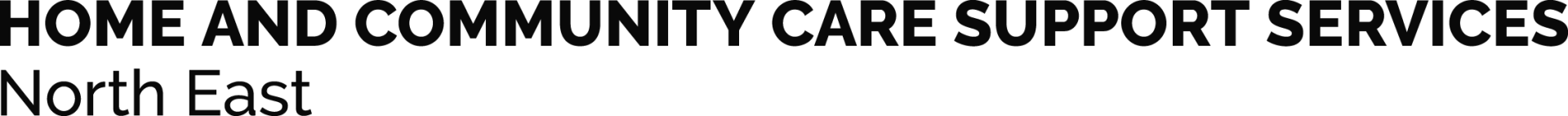 A black and white image of home and community care support services