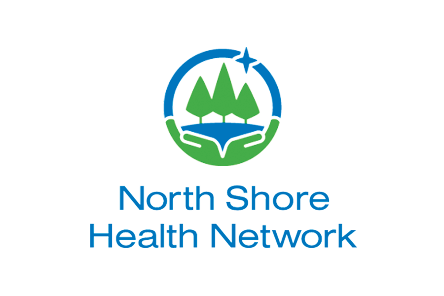 Un logo pour le réseau de santé de la rive nord montre une paire de mains tenant des arbres.
