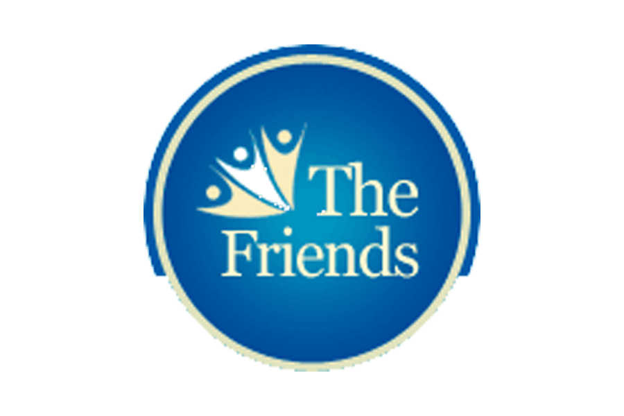 A blue circle with the words the friends on it