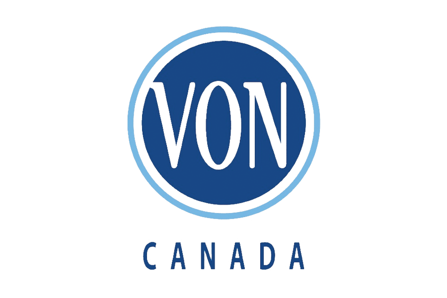 A blue and white von canada logo on a white background