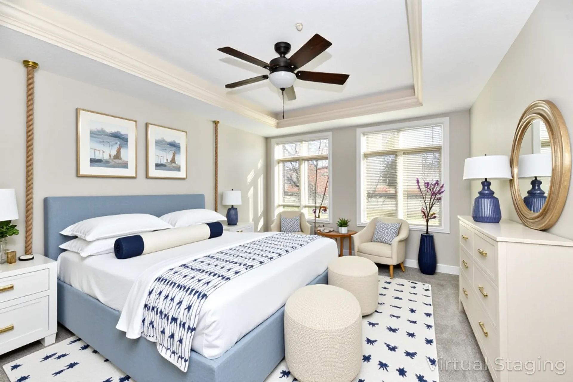 An empty living room with a fireplace and sliding glass doors.