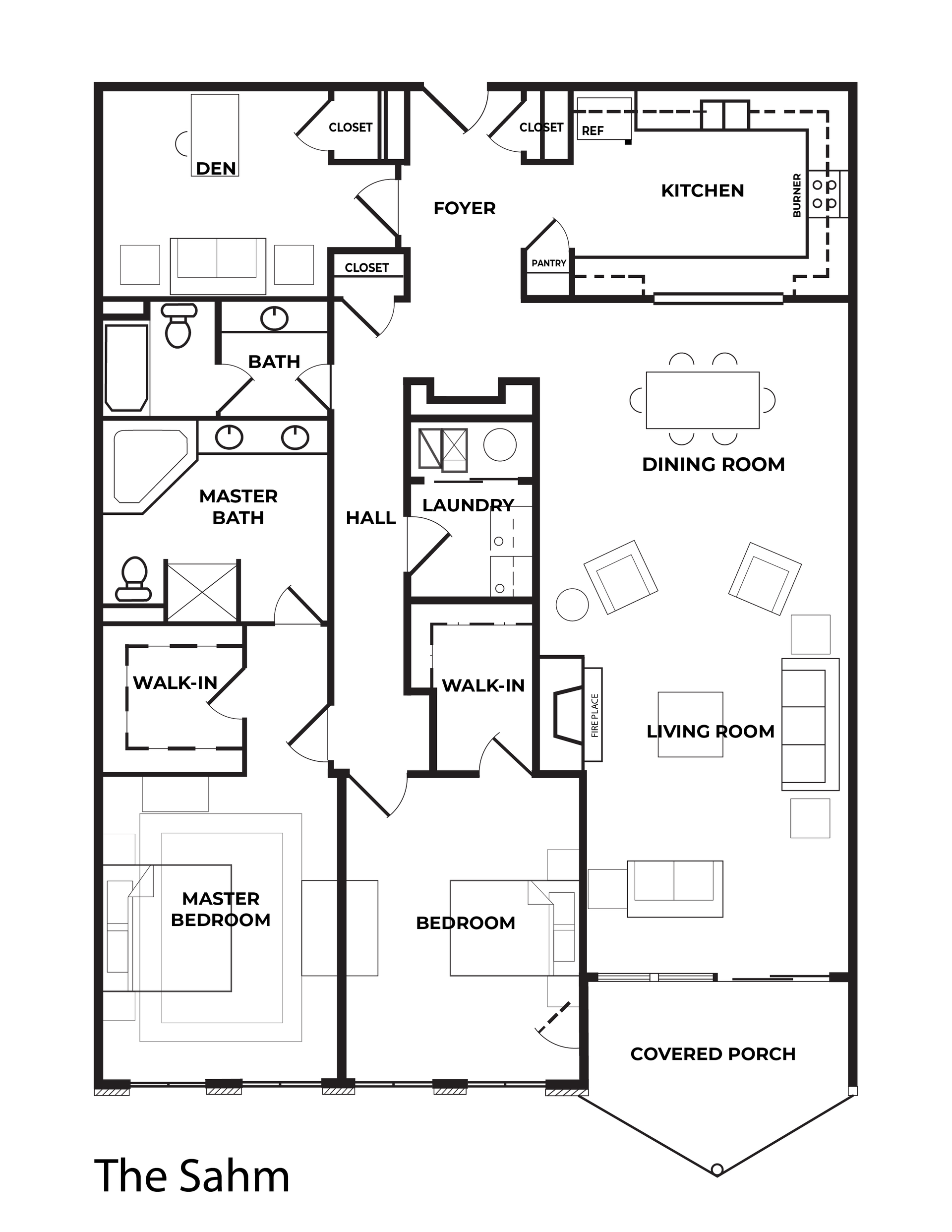 2 Bed + Den 2 Bath Floorplan
