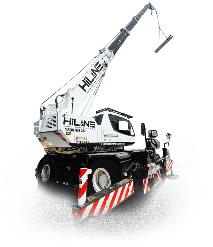 a HiLine Cranes mobile crane lifting construction materials