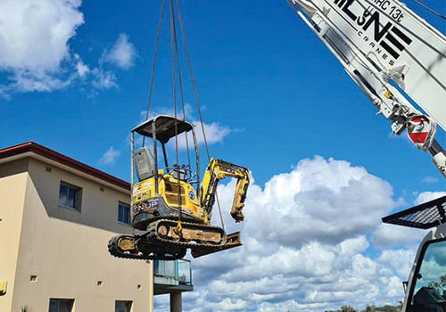 mobile crane lifting construction equipment