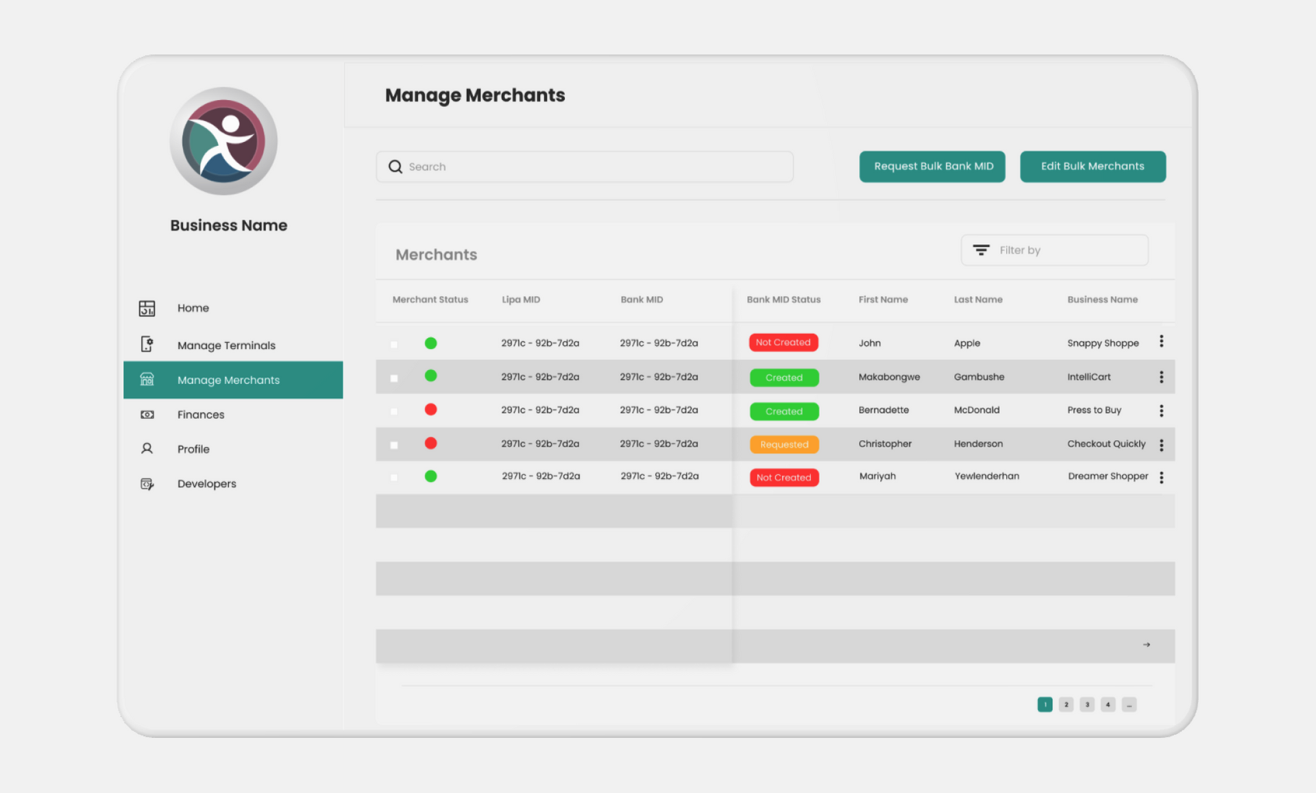 Lipa Payments - Dashboard