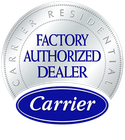 A carrier factory authorized dealer seal on a white background