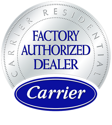 A carrier factory authorized dealer seal on a white background