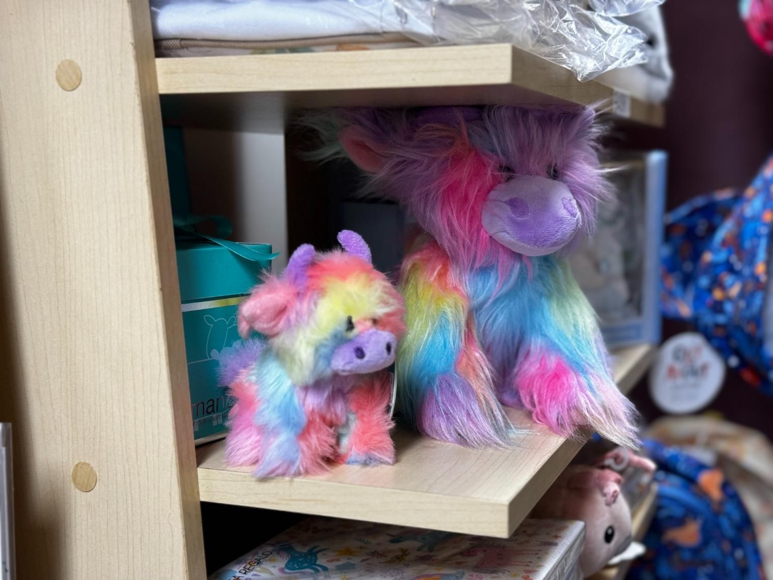 Two Stuffed Animals Are Sitting On A Wooden Shelf — Beach Time Trading Co In Yeppoon, QLD