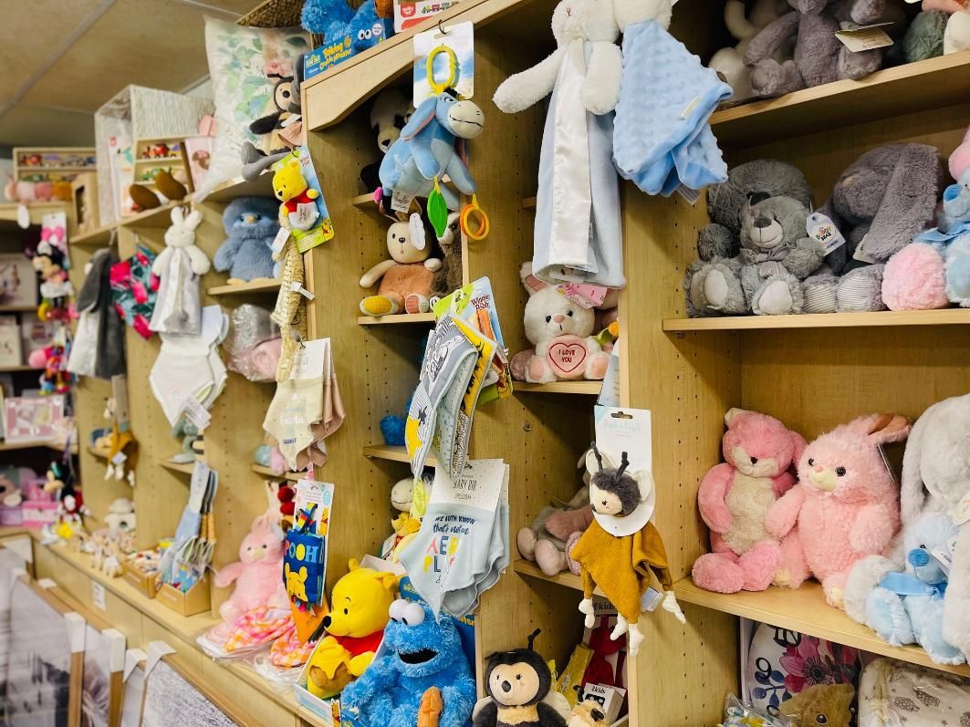 A Shelf Filled With Lots Of Stuffed Animals In A Store — Beach Time Trading Co In Yeppoon, QLD