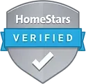 A homestars verified badge with a check mark on it.