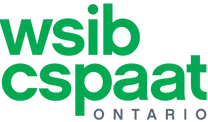 A green and white logo for wsib csaat ontario