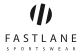 Logo for Fastlane Sportswear, featuring a stylized circle with diagonal lines and the text