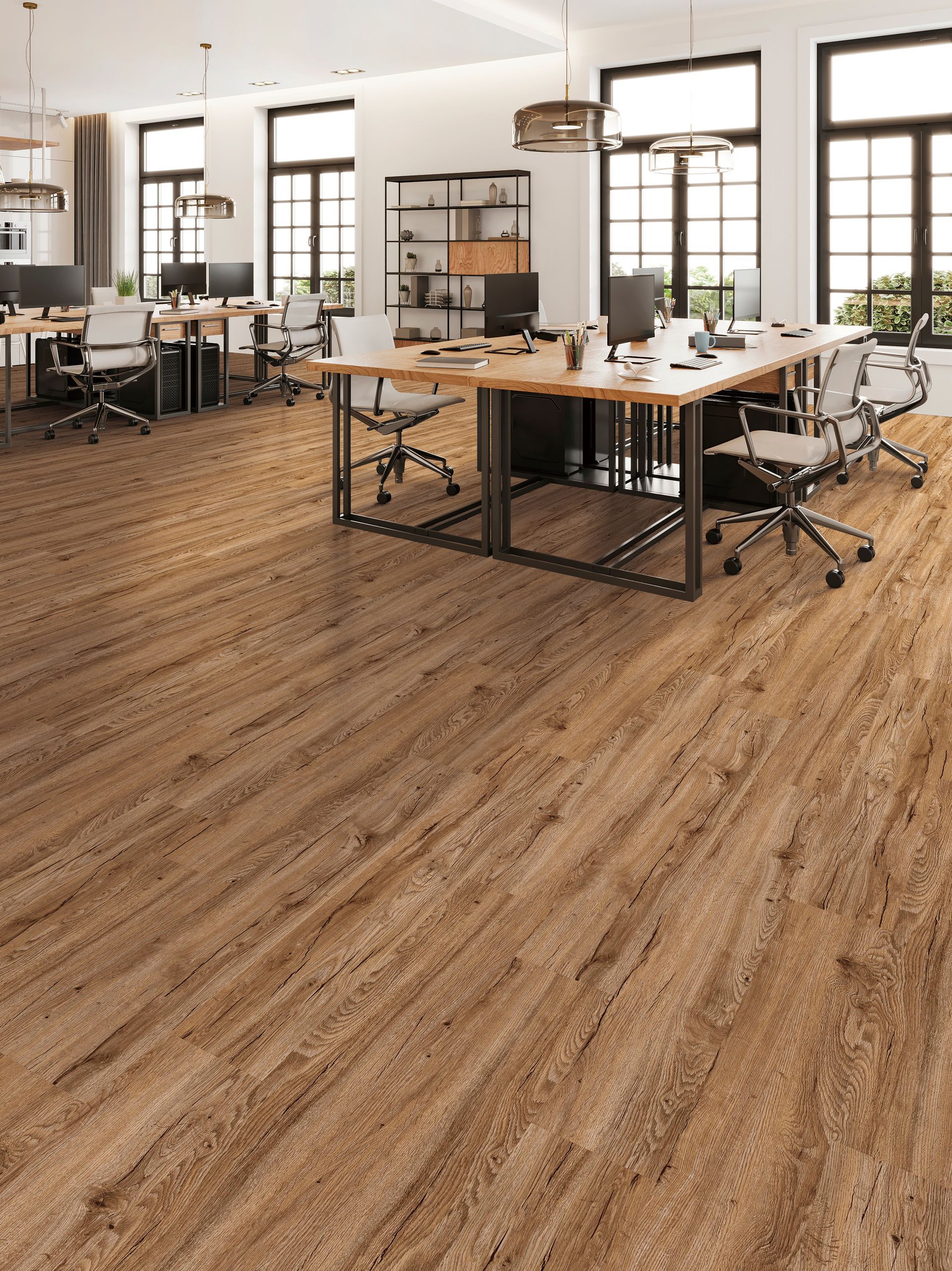 City Lights Brooklyn Luxury Vinyl glue down flooring room scene image.