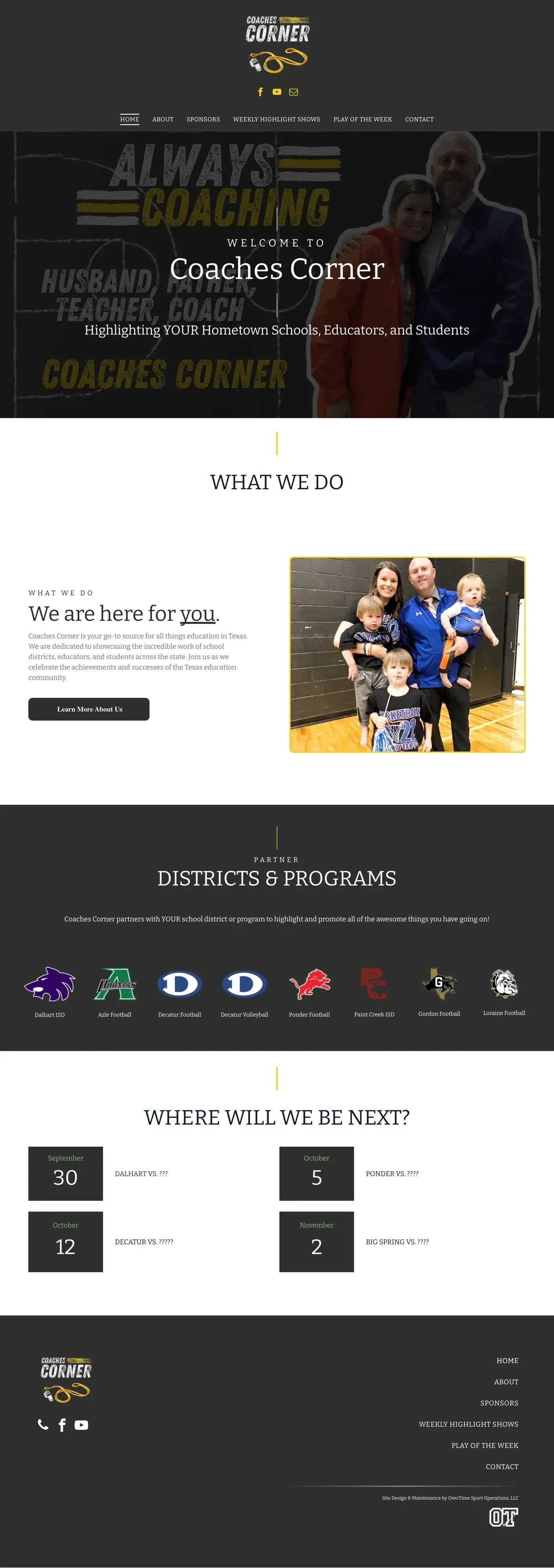Coaches Corner home page