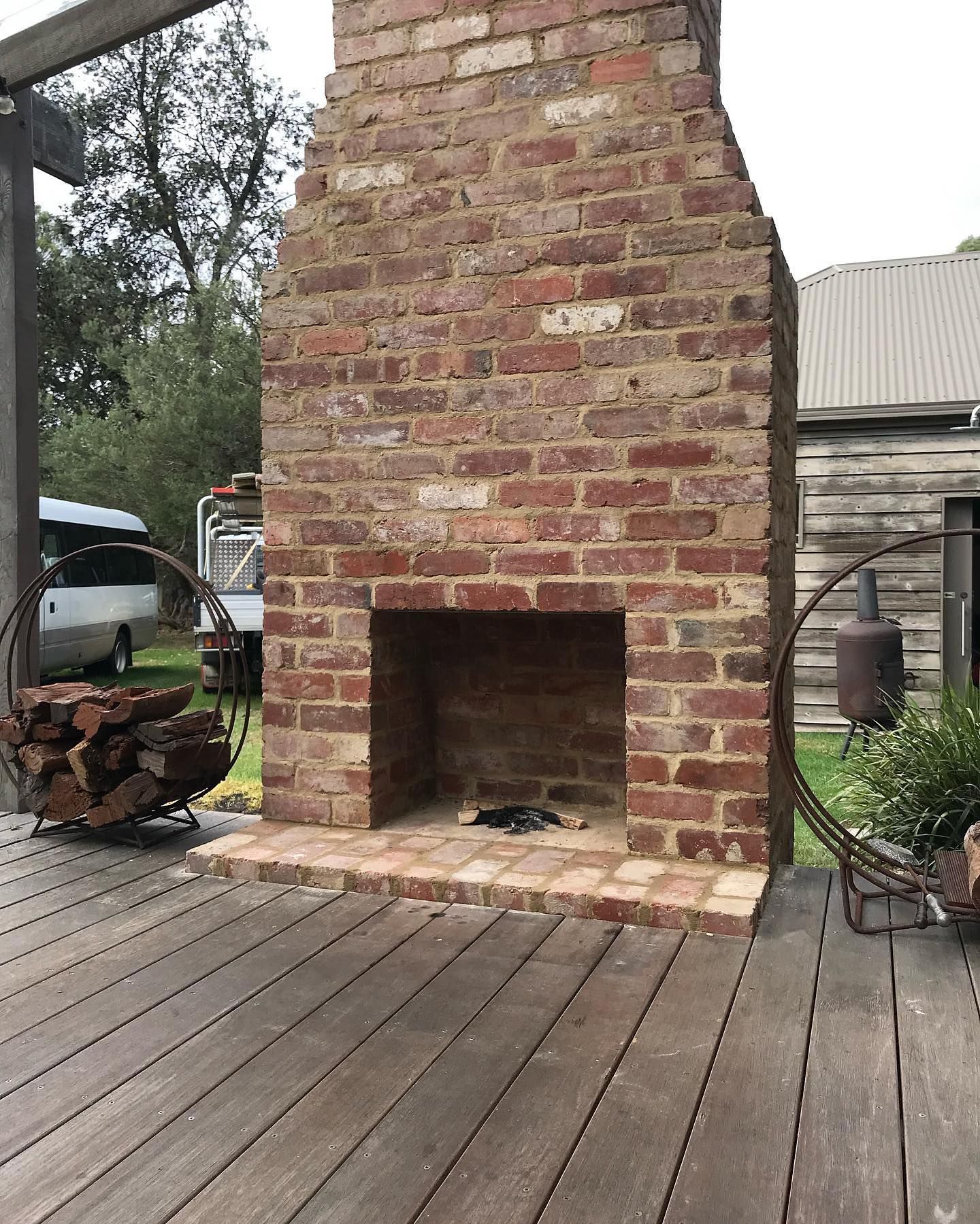 outdoor brick fireplace