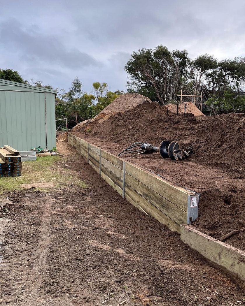 retaining wall construction completed