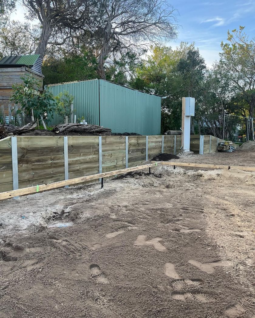 retaining wall construction completed