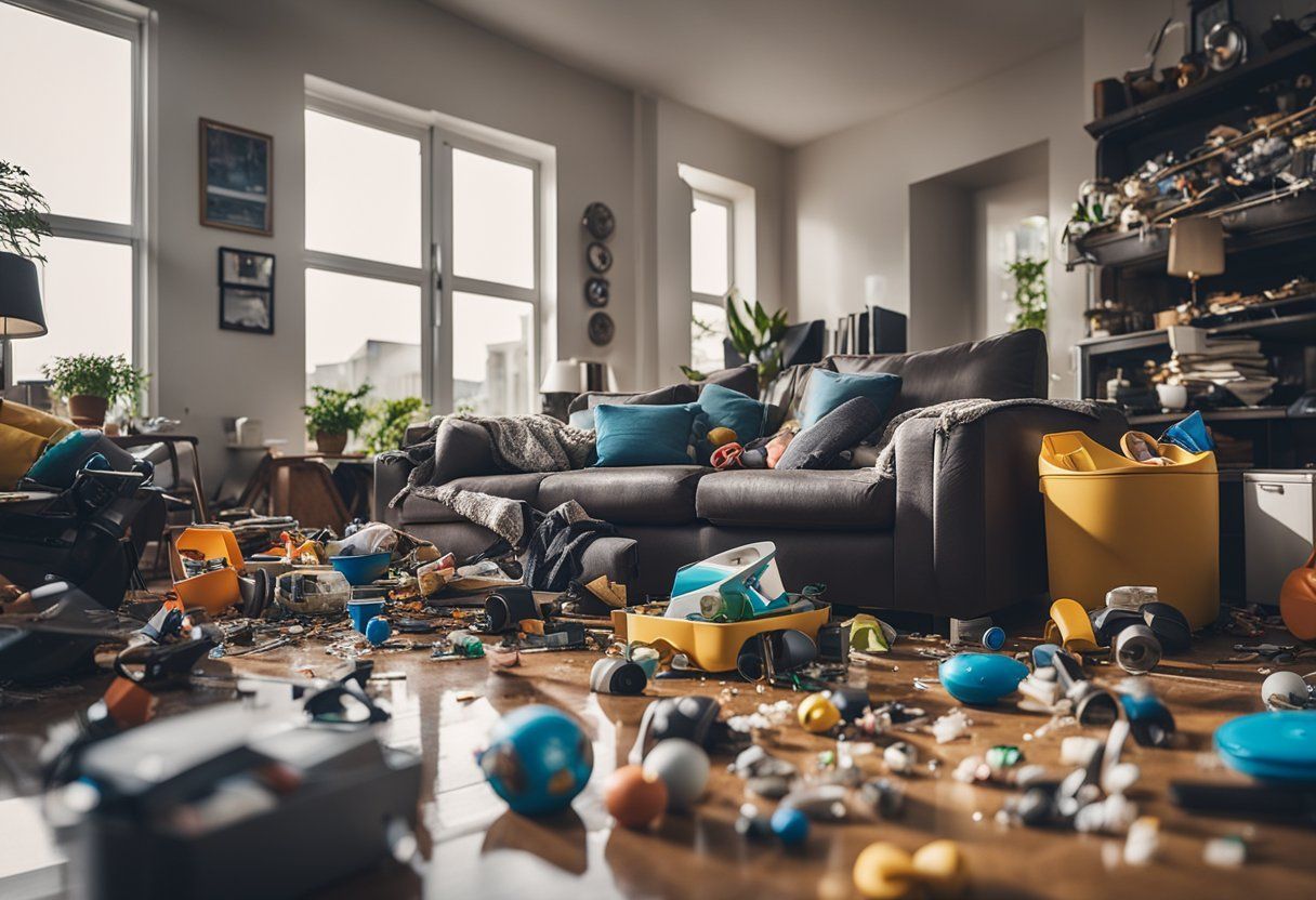 Messy home full of clutter before junk removal in Maryland