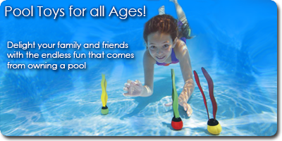 a girl is playing in a pool with pool toys for all ages