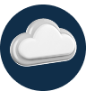 White cloud icon in a dark blue circle.