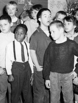 Black and White Image of children at school