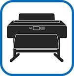 Un dibujo en blanco y negro de una impresora con un rollo de papel.