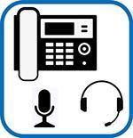 Un icono en blanco y negro de un teléfono sobre un fondo blanco.