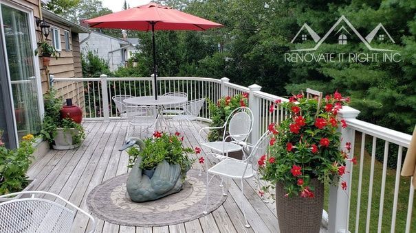 residential deck with railings