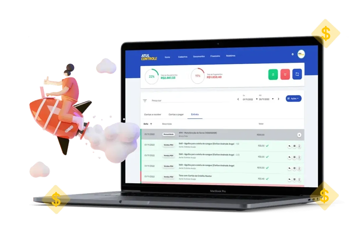 Laptop exibindo uma página da web com imagens de produtos e um banner promocional de uma marca da área da saúde.