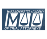 Logo of the Massachusetts Academy of Trial Attorneys. Blue and white, with stylized scales in the center.