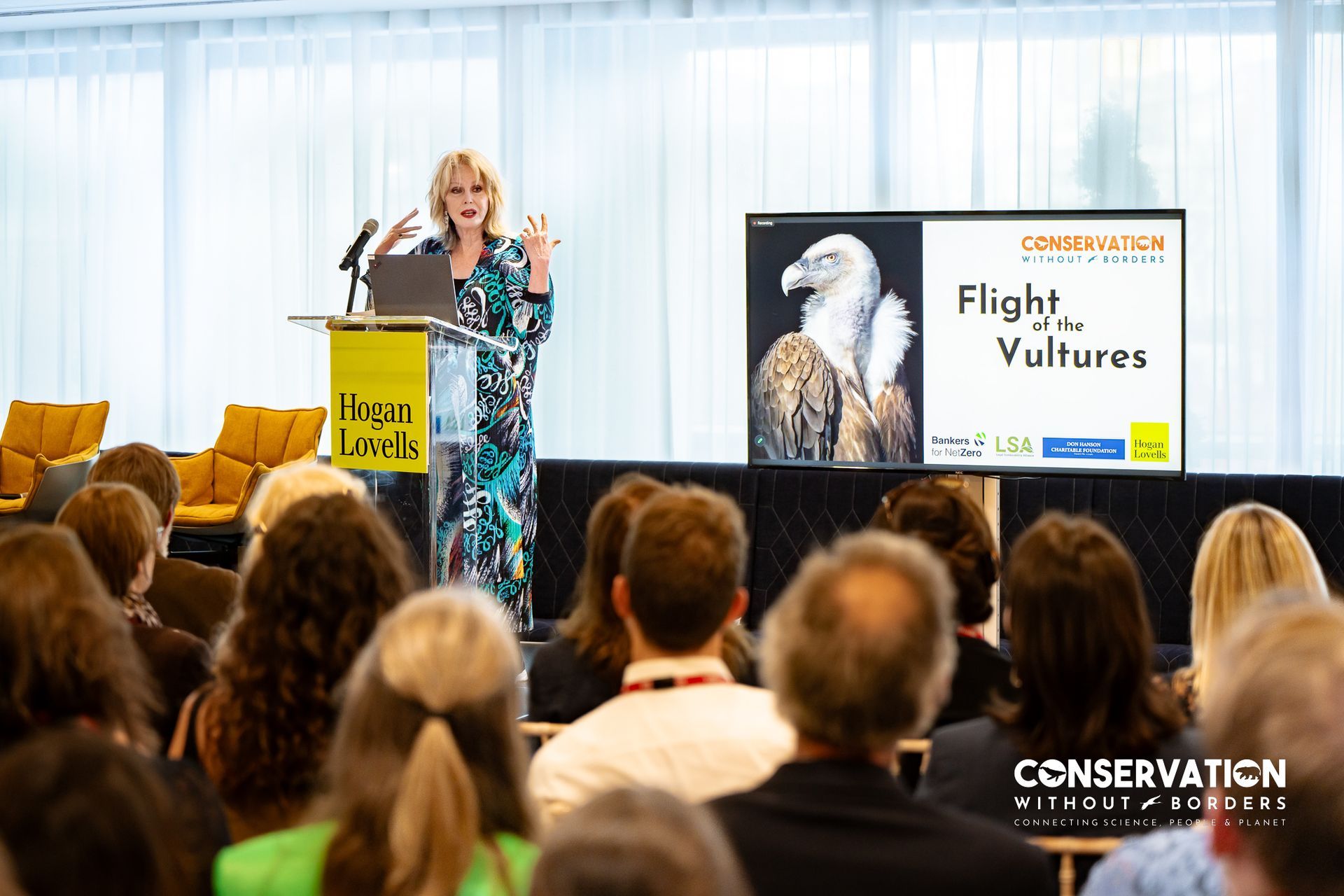 Joanna Lumley at the Conservation Without Borders Flight of the Vultures event