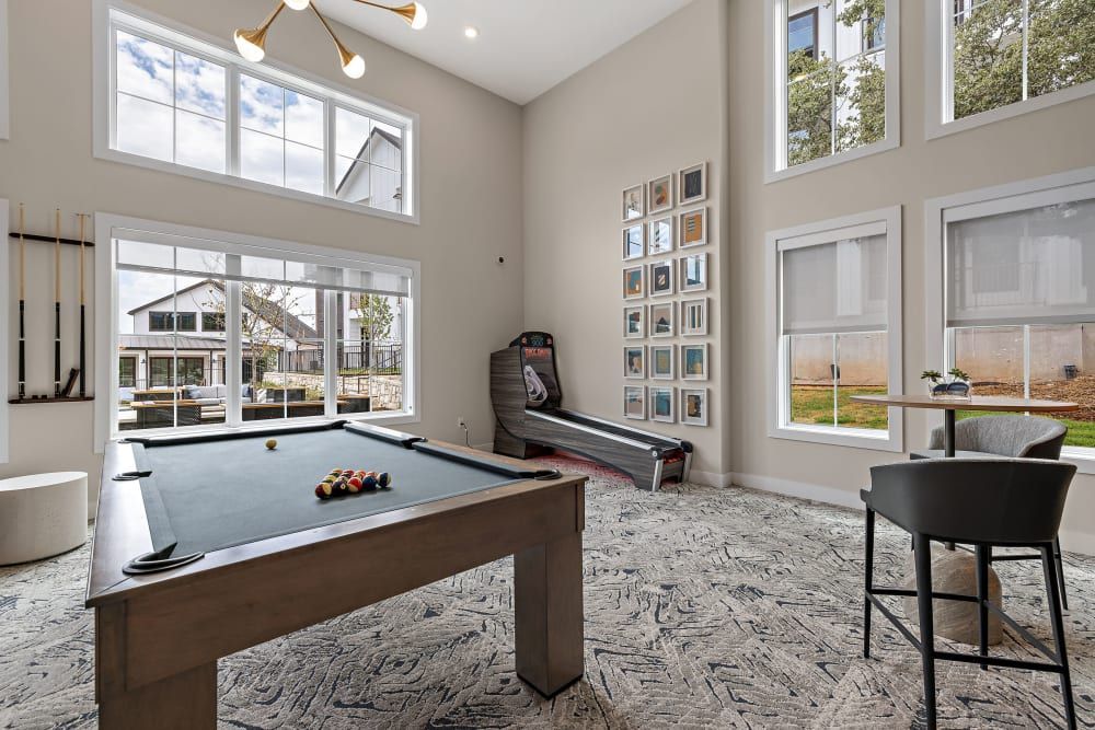 Gamer Area with Pool Table at The Avery, offers apartments in Austin, TX.