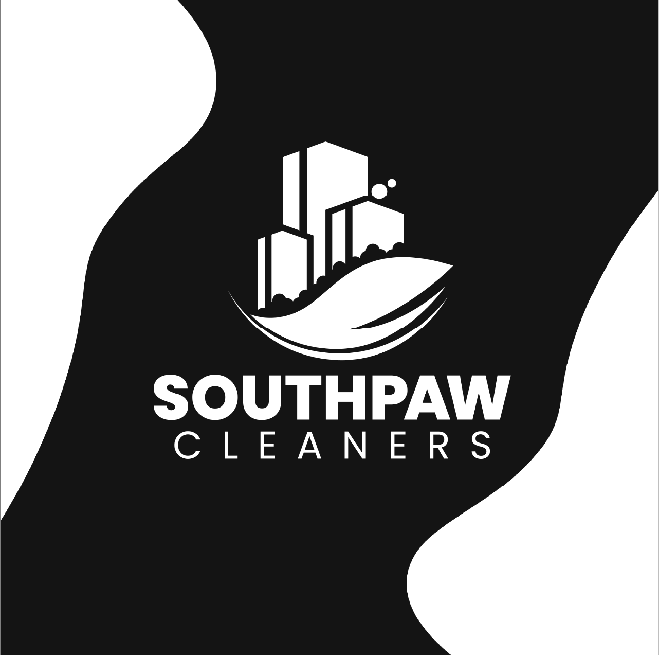 A black and white logo for southpaw cleaners.