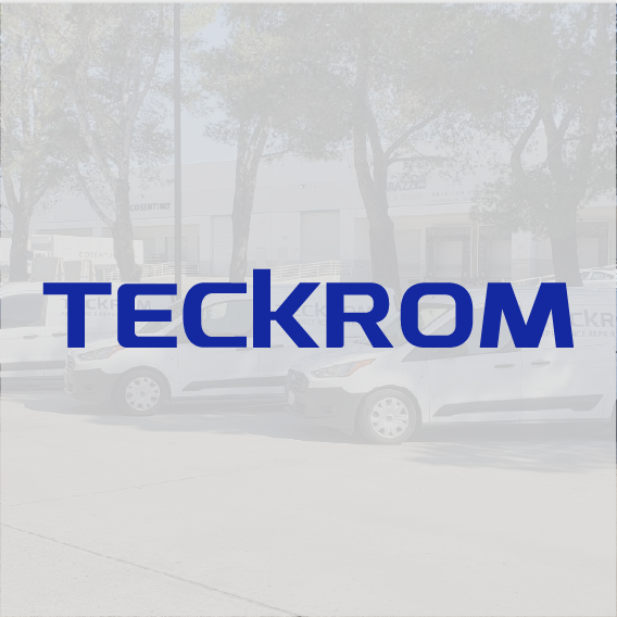 A white van with the word teckrom on it