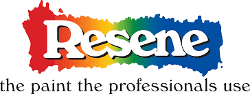 A logo for a company called resene that says the paint the professionals use
