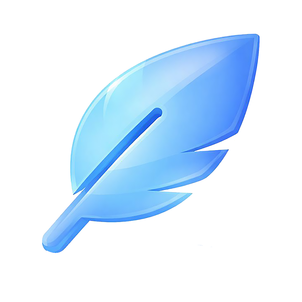 Blue feather illustration.