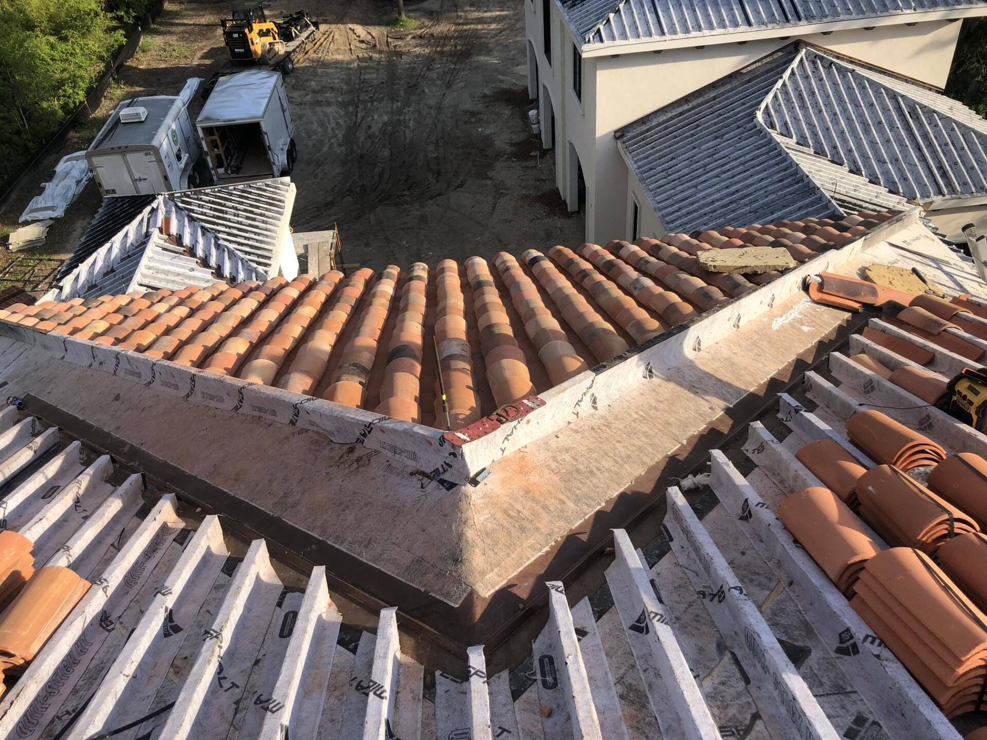 A roof with a lot of tiles on it
