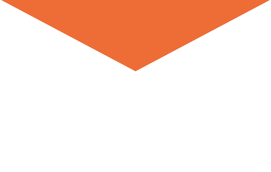 An orange arrow pointing down on a white background.