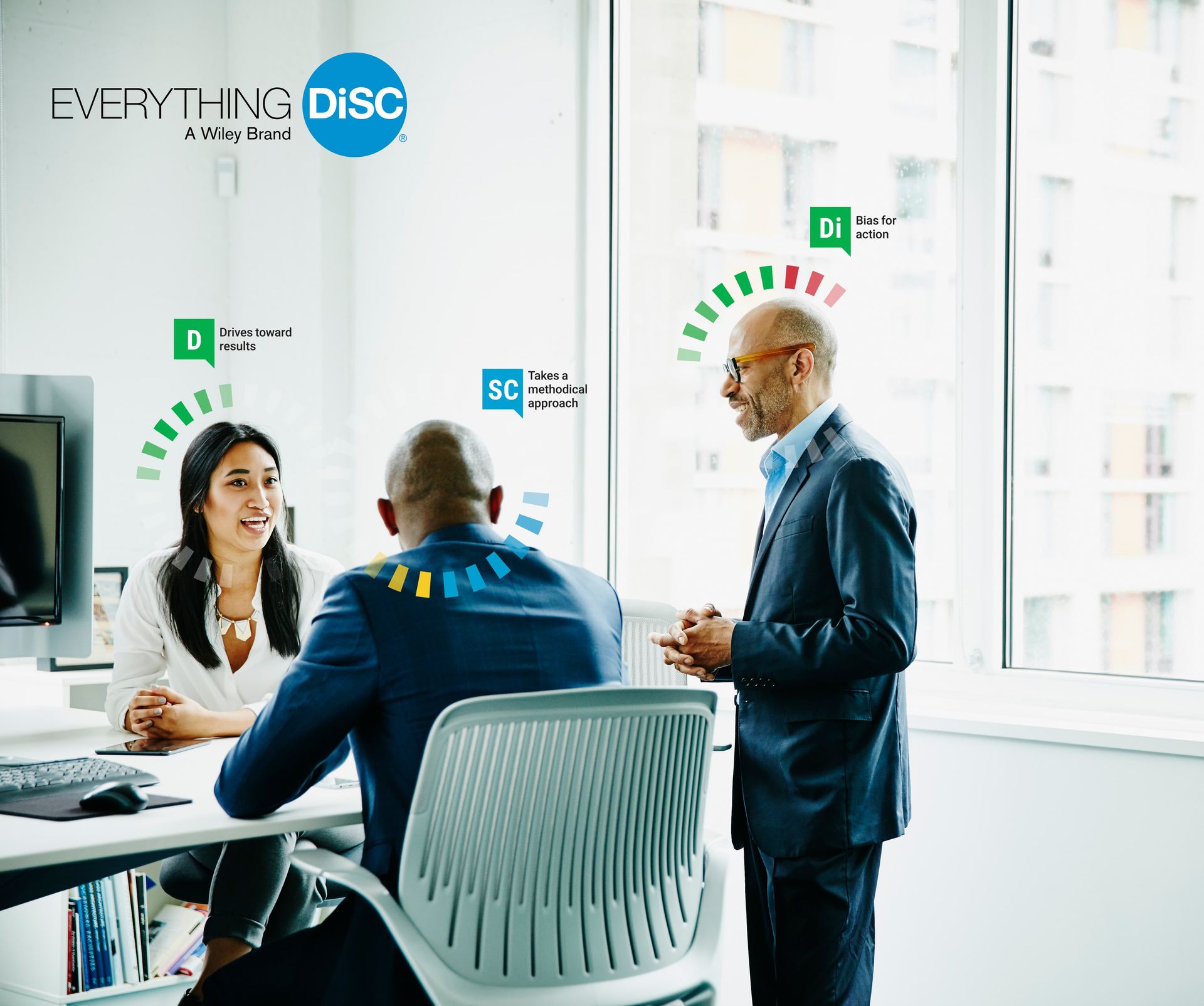 A group of people are having a meeting in an office.