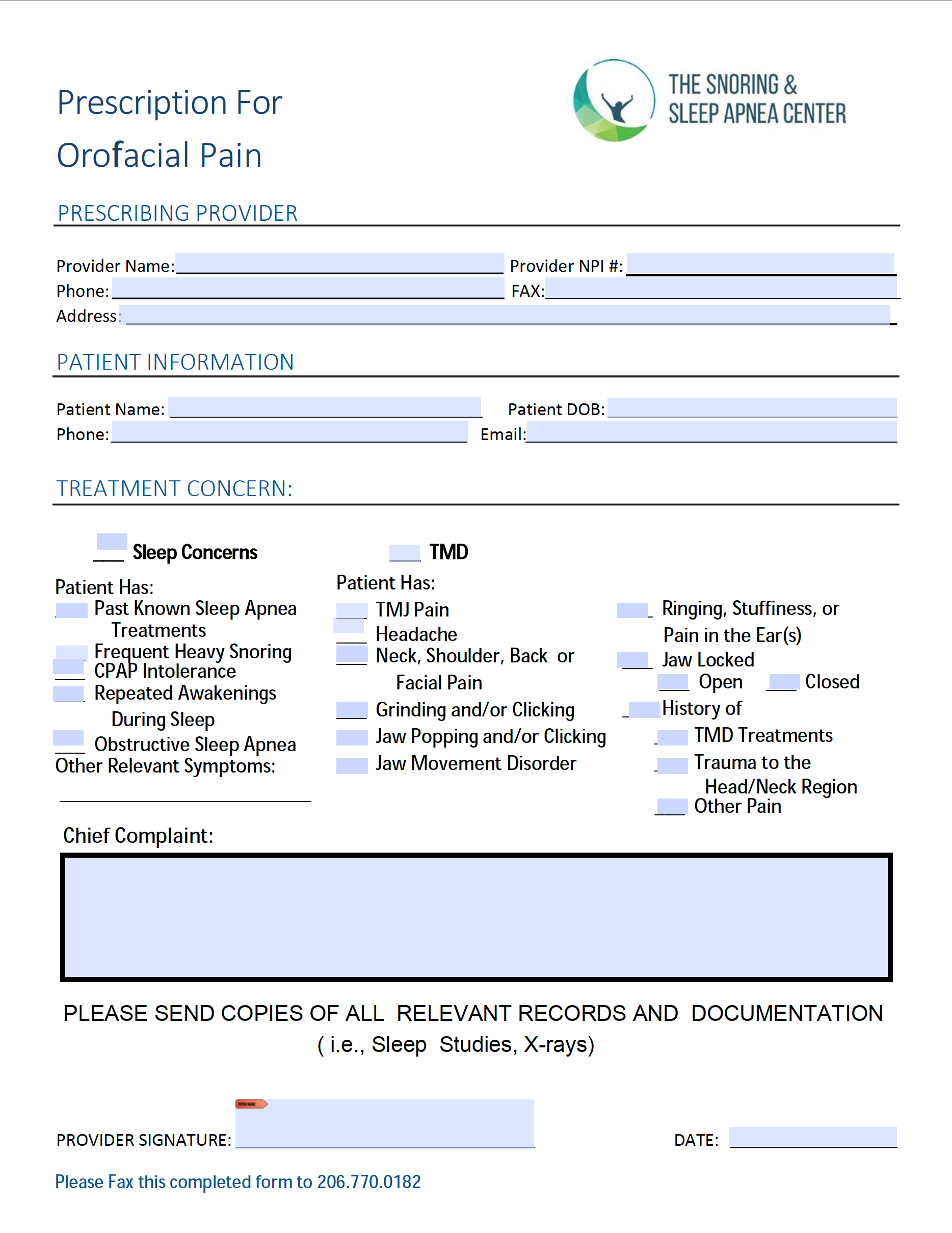 Prescription for orofacial pain