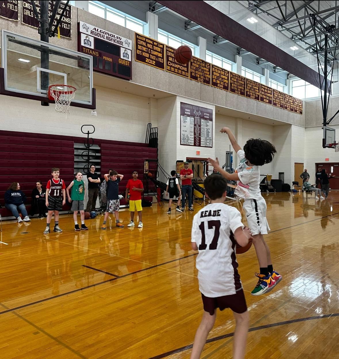 kids playing in a basketball tryout