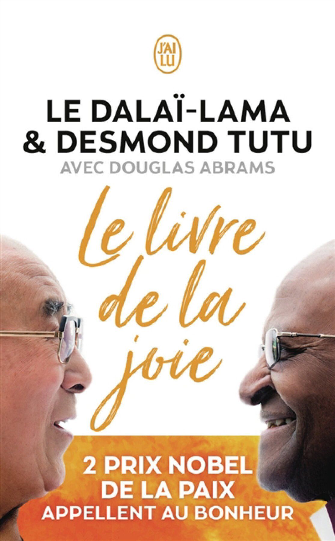 Couverture du livre : le dalaï-lama et Desmond Tutu, intitulé « Le Livre de la Joie », avec Abrams.