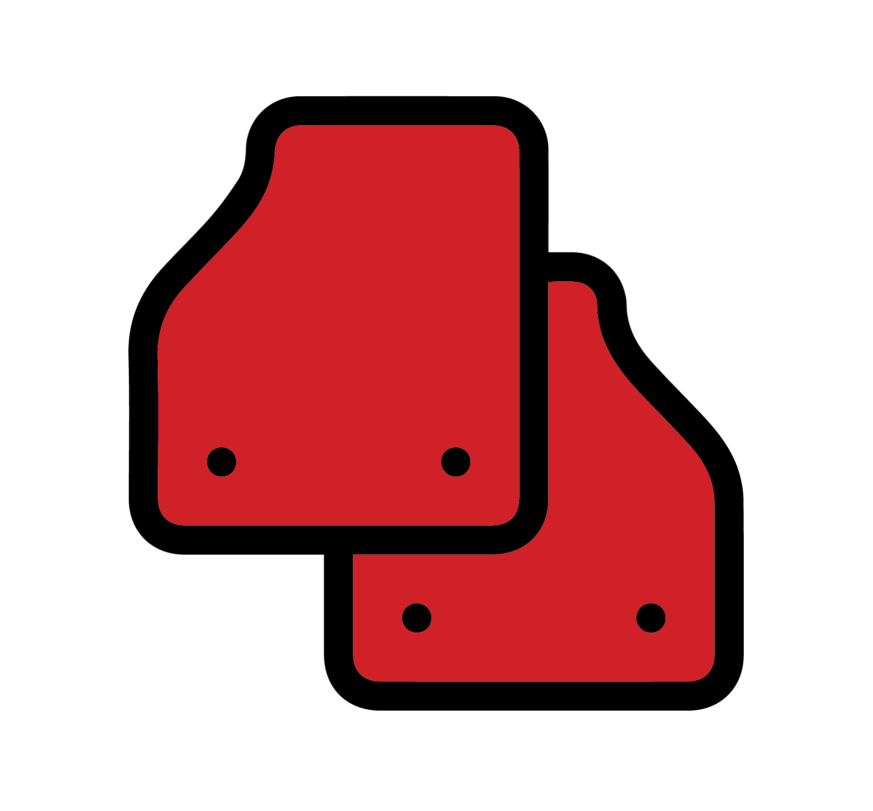 Two car mats, layered one on top of the other