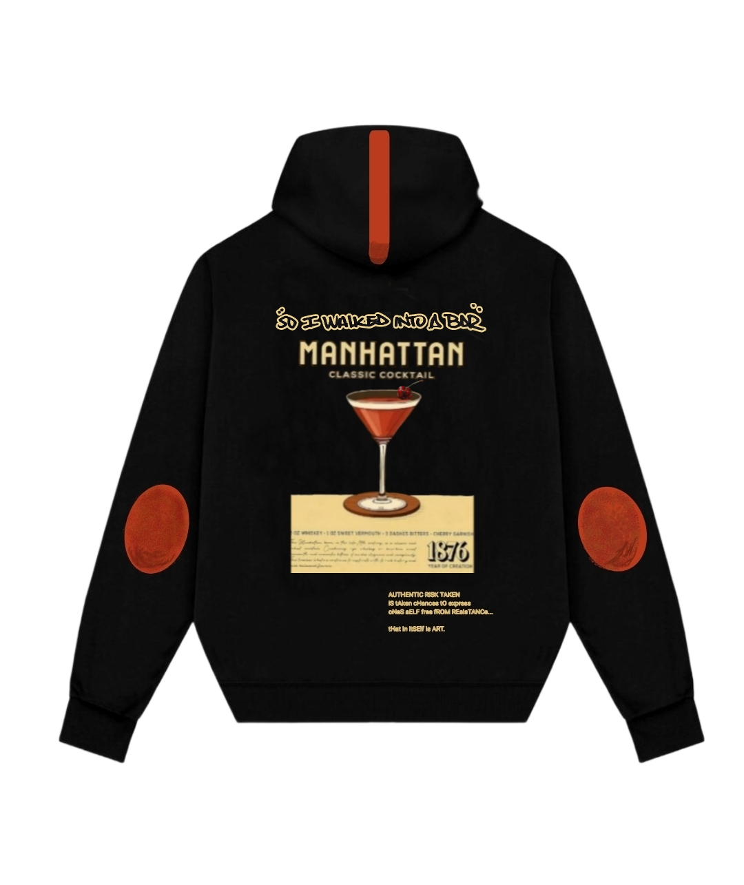 Sage green hoodie with white text: 