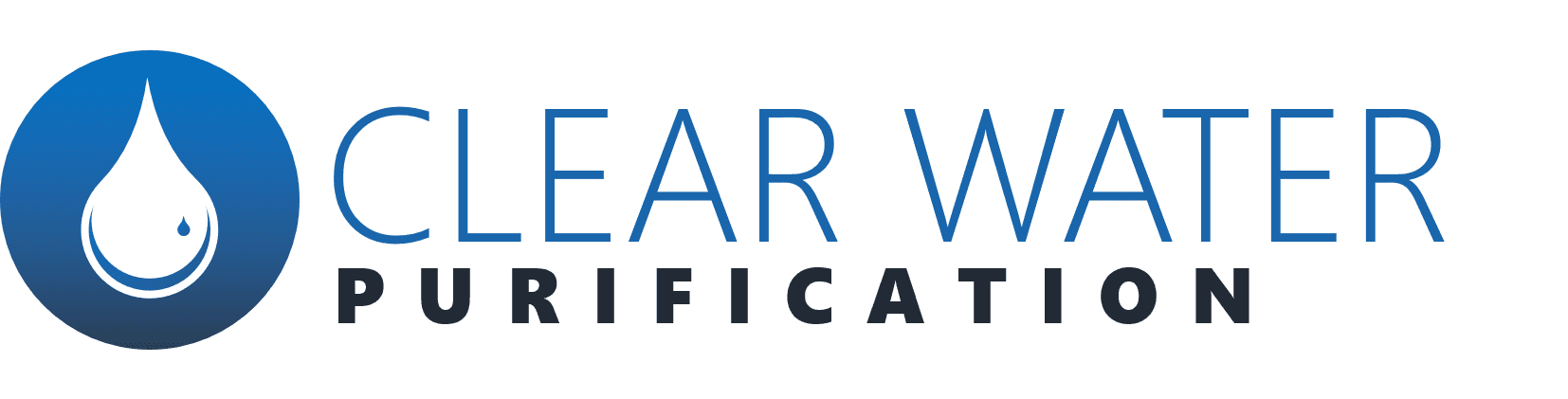 Logo for Clear Water Purification with a blue water droplet graphic.