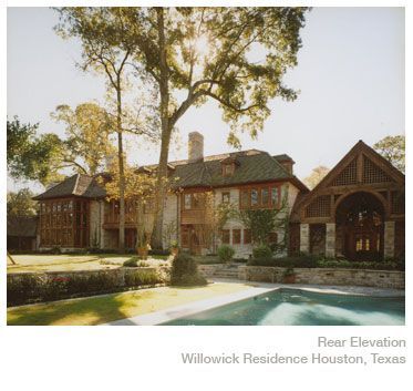 the rear elevation of willowwick residence in houston texas